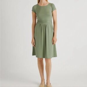 Quince Tencel Jersey Ruched Waist Dress in Sage Size XL